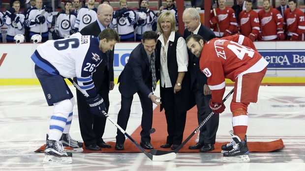Ceremonial puck drop with Howe family