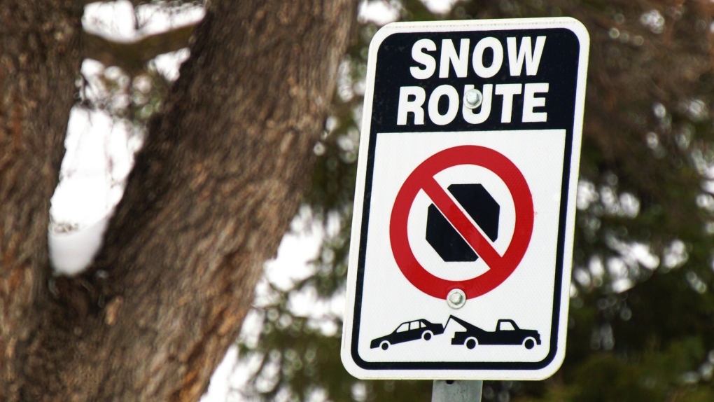 A file image of a snow route sign in Winnipeg. (Source: CTV News Winnipeg)