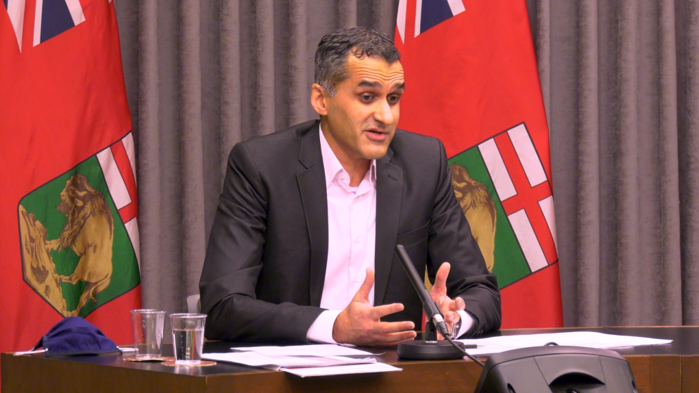Dr. Jazz Atwal, the acting deputy chief provincial public health officer for Manitoba, answers a question at a COVID-19 briefing on Dec. 16, 2020. (CTV News Photo Glenn Pismenny)