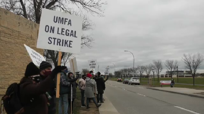 University of Manitoba staff hit the picket line Tuesday after failed negotiations with university administration (Mason Depatie, CTV News)