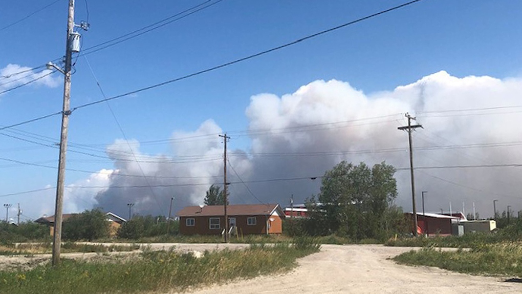 Smoke from a wildfire in the Bloodvein First Nation in Manitoba on July 28, 2021. (Source: Frank Young Sr./ Facebook)