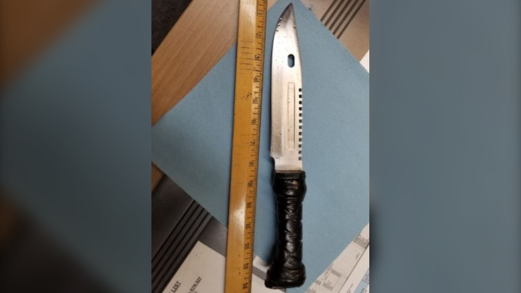 Inage of a knife seized by RCMP officers in Dauphin during a recent arrest (Image source: RCMP)