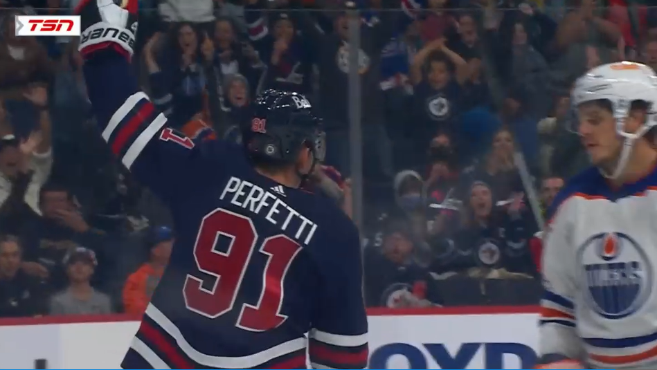 Cole Perfetti scored a pair of goals for the Jets. (Source: TSN)