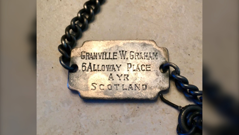 Randy Gerylo found a military ID bracelet on the beach in Gimli, Man. that belonged to a Scottish man who was part of the Royal Air Force and was in Gimli for training in the late 1950s and and early 1960s. Mar. 14, 2022 (Source: Randy Gerylo)