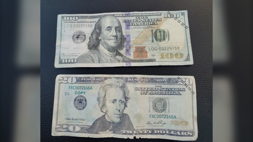 The Ontario Provincial Police said they received multiple calls this week about counterfeit American and Canadian currency. (Image Source: Ontario Provincial Police)