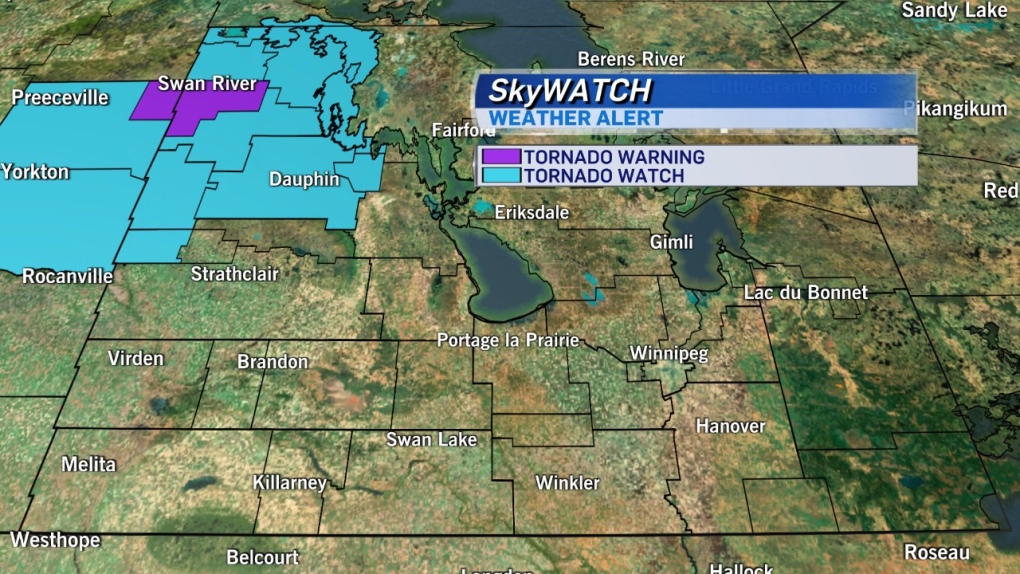 Parts of western Manitoba were under a tornado watch Wednesday evening. (Source: CTV News Winnipeg)