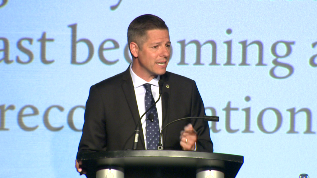 Mayor Brian Bowman speaking at his final State of the City address on June 8, 2022. 