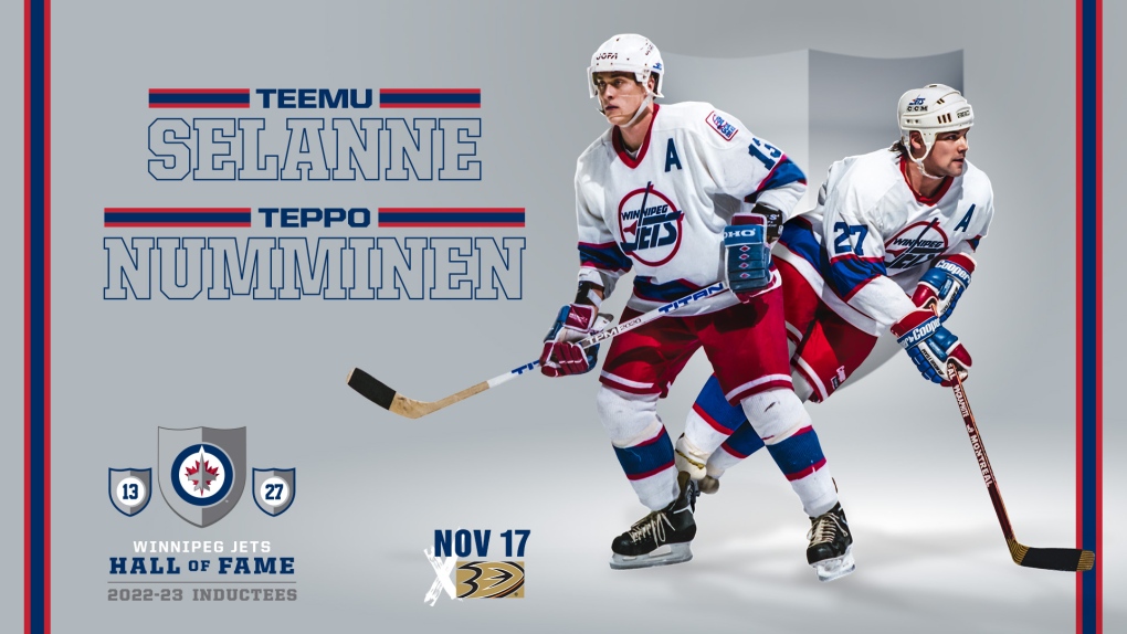 Teemu Selanne and Teppo Numminen will join the Winnipeg Jets Hall of Fame on Nov. 17. (Source: Winnipeg Jets)