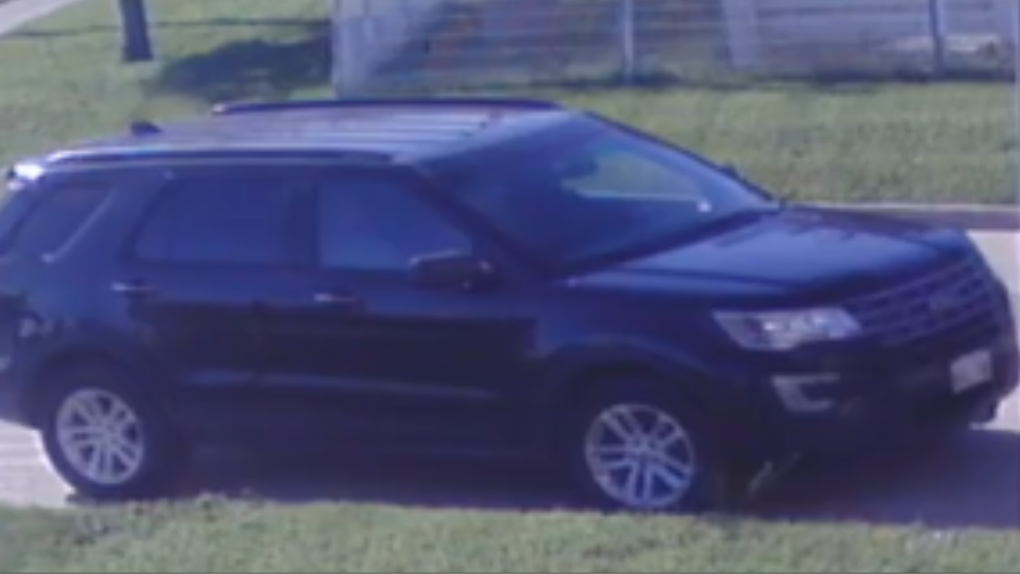 Manitoba RCMP said an undercover police vehicle - a black 2017 Ford Explorer with Manitoba licence plate HYA 548 - was stolen in Winnipeg on Tuesday. (Supplied: RCMP)