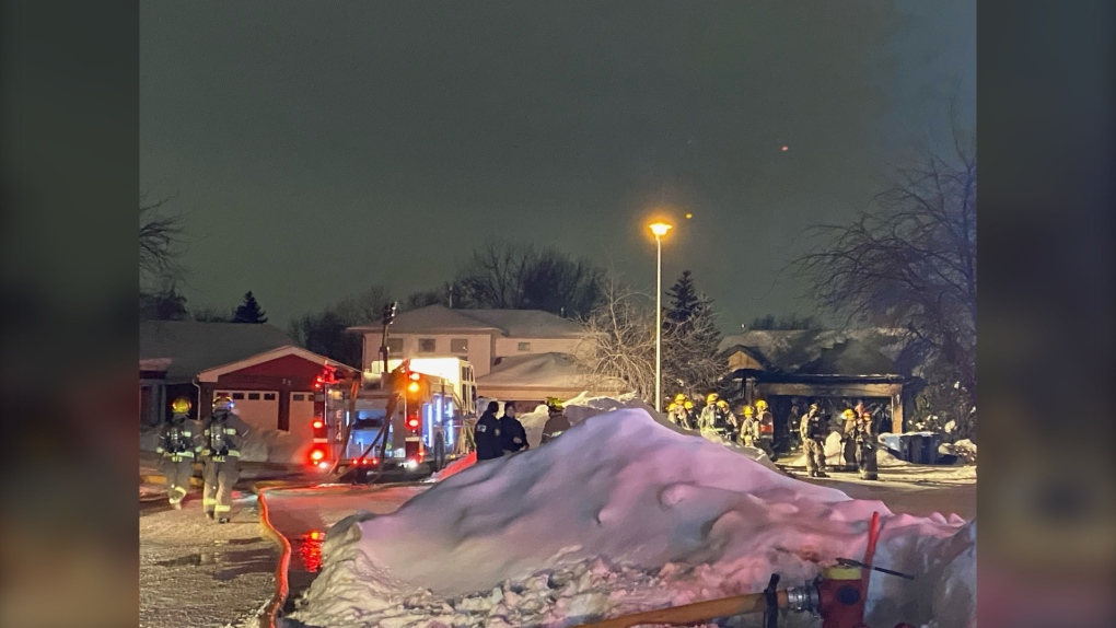 Crews on scene of the fire on Sachet Place on Jan. 25, 2023. (Source: Taylor Brock/CTV News)