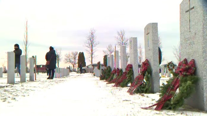 Winnipeggers laying wreaths at the Field of Honour.