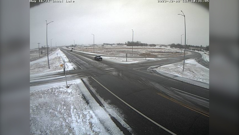 Highway 16 near Shoal Lake, Manitoba on Dec. 8, 2023 (source: Manitoba 511)