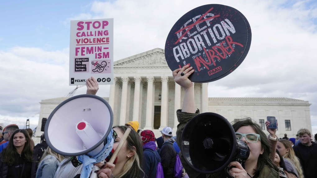 Anti-abortion demonstrators rally outside of the U.S. Supreme Court during the March for Life, Jan. 20, 2023, in Washington. North Dakota on Monday, April 24, became the latest state to ban abortion in most cases — again. Gov. Doug Burgum signed a ban that has narrow exceptions: Abortion is legal in pregnancies caused by rape or incest, but only in the first six weeks. Abortion is also allowed deeper into pregnancy in specific medical emergencies. (AP Photo/Alex Brandon, File) 