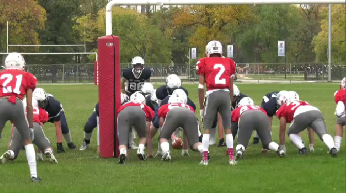 In AAAA action, the Grant Park Pirates narrowly edged the Kelvin Clippers 29-24. (Source: Glenn Pismenny, CTV News)