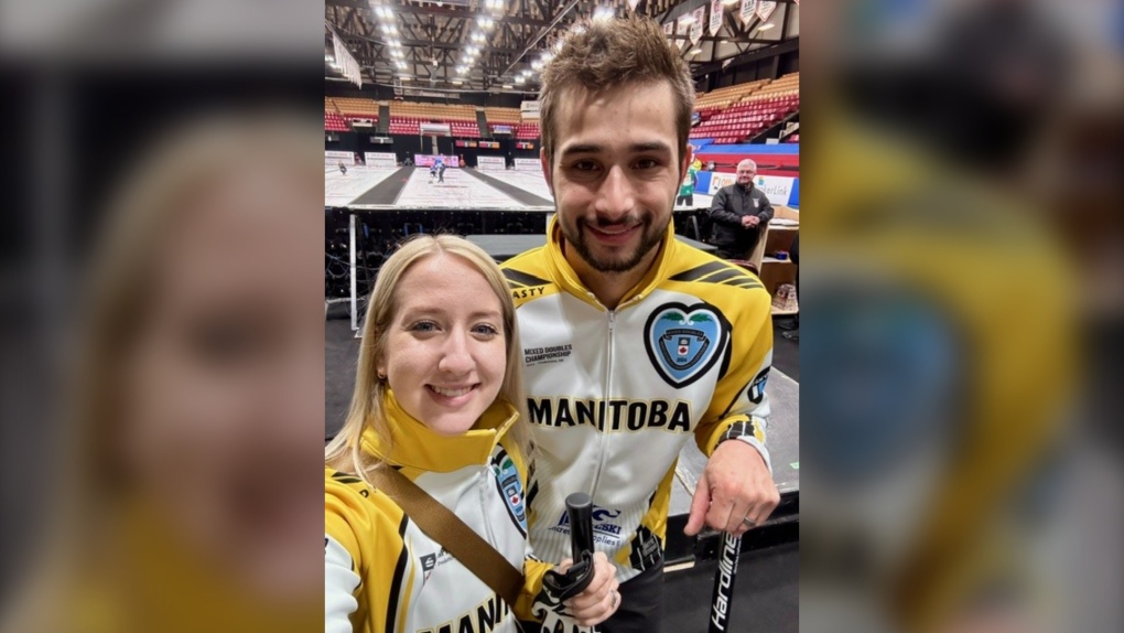 Kadriana and Colton Lott, pictured earlier this year, won their first match at the world mixed doubles curling championship in Sweden on April 20. (Source: Kadriana Lott)