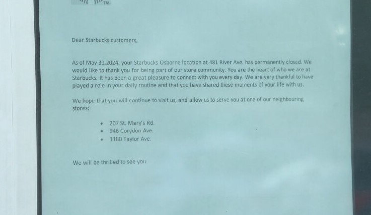 L'Osborne Village Starbucks ha chiuso definitivamente