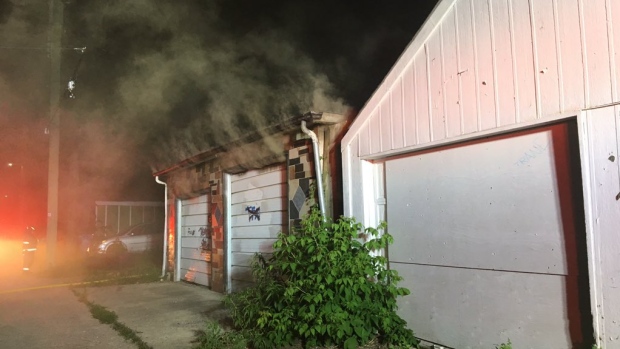 fire at garage in the 500 block of Furby Street.