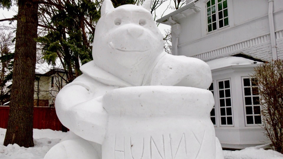 Winnie the Pooh Snow Sculpture